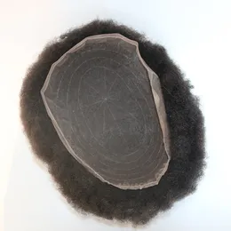 Eversilky Men's Toupee Hairpiece Brazilian Virgin Human Hair Afro Curl 8x10 inch for Black Men System