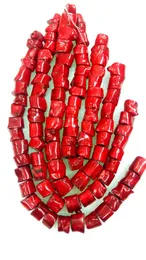 COLLANA di perle di corallo rosso naturale 15" 20x22mm massiccio