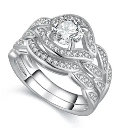 Choucong Round Cut 8mm Stone Diamond 10kt Vitguld Fylld Kvinnor Ring Engagement Wedding Ring Set SZ 5-11 Present