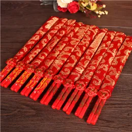 Wood Chinese Chopsticks Printing Both the Double Happiness and Dragon,Red Wooden Chopstic Wedding Favor