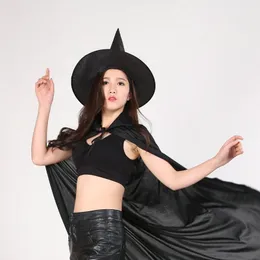 Halloween rekvisita hem bredare pålitlig vuxen kvinna svart häxa hatt lychee wicked witch cap party dekoration hatt