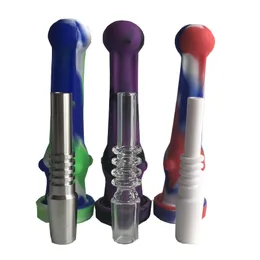 Silicone Pipes Nectar Collector Pen NC Kit 14mm Joint with metal glass ceramic Nails Silicone tube happywater in stock