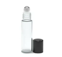 Cena hurtowa 10 ml 1 / 3oz gruby Clear Glass Essential Oil Butelki Rolki Refillable Szklana rolka na butelkach z metalową piłką 700 sztuk / partia