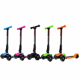 Scooter 5 Colors 3 Wheel Adjustable Height PU Flashing Wheels Kick Scooter Folding System for Kids Children 3 to 17 Year-Old