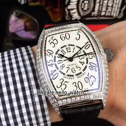 Nowe Godziny sekretne Kurvex 8880 SE Białe wybieranie Japonia Miyota 8125 Automatyczne męskie zegarek Silver Diamond Case Skórzany pasek zegarki