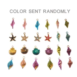 Exquisite ornaments 49 pieces of color alloy enamel mixed shell starfish conch jewelry pendant crafts discovery.Randomly send