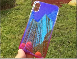 Gradient Hard PC Phone Case till iPhone 6 7 8 Plus Cover Ultra Thin Blue Ray Glitter Case för iPhone X och för Samsung S7 S8 S9