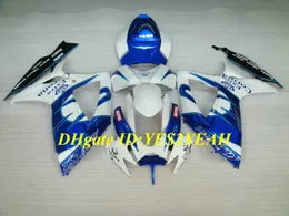 Gsxr600 750 K66 06 07 GSXR600 GSXR600 GSXR750 2006 2007 ABS Plastic white blue Fairings set+Gifts SB27