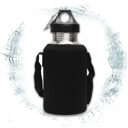 2L Duża butelka ze stali nierdzewnej Butelka sportowa Wycenianie czajnikowe z uchwytem z torby na przewoźnik metalowy aluminiowy napój z karabińczykiem