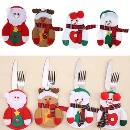 Новогоднее украшение снеговик столовые приборы сумка творческий домашний набор посуды Санта-Клаус нож и вилка праздничное оформление