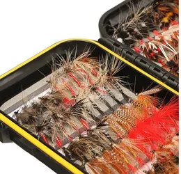 64/100/120pcs Fly Fishing Flies Trout Lures Dry/Wet Flies Nymphs Ice  Fishing Lures Artificial Bait with Waterproof Pesca Box
