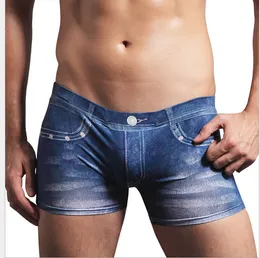 Andningsbara trosor låg stigning sexig ny mode blå designer män underkläder underbyxor plus storlek l-3xl