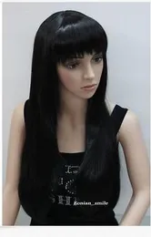 FIXSF221 parrucche per capelli lunghi lisci neri di nuovo stile per parrucca da donna con frangia