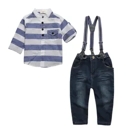 Kinder Jungen Kleidung Anzug Baby Jungen Sommer Gestreiftes Hemd Gentleman Hemd Hosen Set Jungen Kleidung Outfits 2-7Y