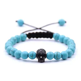 新製品卸売クリスマスギフトLava Stone Beads Black Skull Yogaブレスレット男性パーティージュエリーギフト