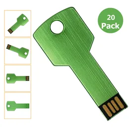 Bulk 20pcs Metal Key 8GB USB 2.0 Flash Drives Blank Media Flash Memory Stick for PC Laptop Tablet Thumb Storage Pen Drives Multicolors