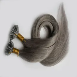 Gray Pre Bonded 100% Remy Human Fusion Hair Straight European Keratin U Tip Hair 100pcs/pack Pre Bonded Hair Extension