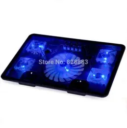 Notebook Cooling Pad Blue LED Laptop Cooler 5 Fläktar 2 USB Port Stand Pad för bärbar dator 10-17 "PC USB-kylare för anteckningsbok + USB-kabel