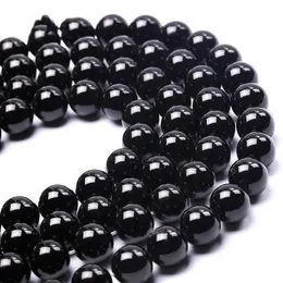 8 mm högkvalitativ natursten svart agatpärlor runda lösa pärlor Onyx gör-det-själv smyckesarmband 4-14 mm