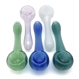 4 Inches Glass Spoon Water Pipes 5 Colors Heady Glass Pipes Hand Spoon Glass Bubbler Pipes Smoking Bowls Pipe For Tobacco Dry Herb