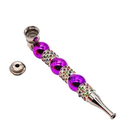 New Luxury Gemstone Zinc Alloy Metal Smoking Pipe 145MM With Metal Bowl Metal Smoking Hand Spoon Pipe Detachable Tobacco Dry Herb Pipes