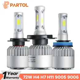 Partol H4 Araba LED Far Ampuller 72 W 8000LM H7 LED H11 Oto LED H1 Far 9005 9006 Araba Işıkları Otomobil Far 6500 K 12 V