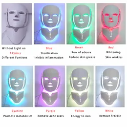 TM-LM001 Drop Ship USA USPS Gratis Sändning 7 Färgfoton LED Facial Neck Beauty Mask Microurrent Massager Skin Föryngring Anti-Aging