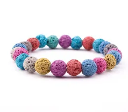 Handmade Diffuser Jewelry 10mm Colorful Lava Natural Stone Energy Bracelets Volcanic Rock Yoga Bracelets Prayer Beads Bracelet