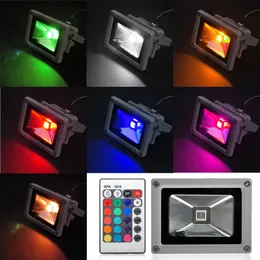 Flood Light RGB LED Floodlight 10W IP65 110V 220V Vattentät väggljus Trädgårdsljus COB EXTERIOR Spotlight Remote Control Lamp