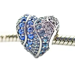 Passar för Pandora Armband Charms Silver 925 Original Loose Pärlor för Smycken Göra Aqua Heart Charm Silver 925 Smycken 2018 Vår