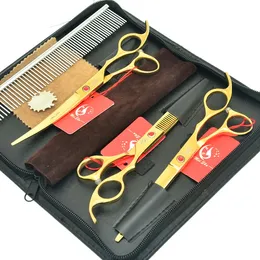 7 0inch Meisha Japan 440C Big Tijeras Pet Grooming Scissors Set Straight or Up Curved Cutting Shears 6 5inch Thunning Clippers HB0281F