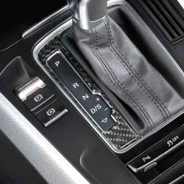 Console de fibra carbono carro painel mudança de marchas quadro adesivos botão engrenagem capa decorações acessórios para audi a4 b8 a5 q5 estilo do carro 231a