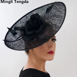 Mingli Tengda High Quality Vintage Elegant Hats Red Bride Wedding with Feathers and Flowers hats Bride for party Hats Wedding Accessories