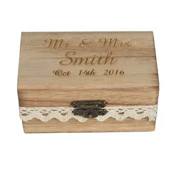 1 piece Personalized Laser Engraved Rustic Bearer Retro Wood Ring Box Wdding Decor Favors PRB01S