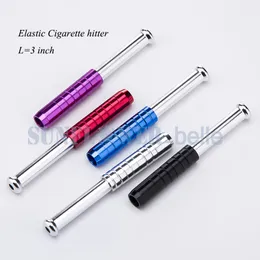 3 inch Smoking Aluminum Elastic Cigarette hitter Colorful Pipes Hand Tool protable MP078 DHL