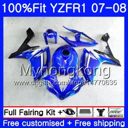 Injektionskropp för Yamaha YZF R 1 YZF-1000 YZF-R1 07 08 227HM.48 YZF 1000 Blue Light Frame YZFR1 07 08 YZF1000 YZF R1 2007 2008 Fairing Kit