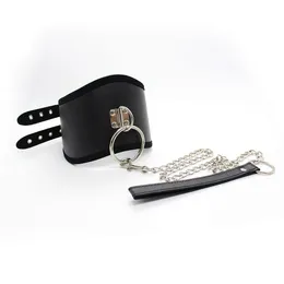 Bondage PU Leather wyściełana Postura Noble Neck Collar Goth Leash Regulowany Ograniczenie Sexy