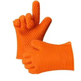 1Pc Thicken Food Grade Silicone Oven Glove Heat Resistant Barbecue Drill Mitt Glove Kitchen BBQ Baking Tool Accessories