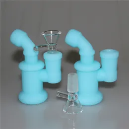 Glöd i den mörka mini Bong Hookah Silicone Blunt Bongs Bubbler Joint Silicone Bubble Water Pipe Små rökrör