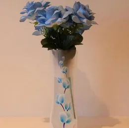 12*27cm Creative Clear Eco-friendly Foldable Folding Flower PVC Vase Unbreakable Reusable Home Wedding Party Decoration DHL