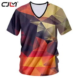 CJLM T-shirt Hombre Factory V Neck Krótki Rękaw Geometryczny 3d Tshirt Drukuj Stereoskopowe Grafika Casual 7XL Man Spring T Shirts