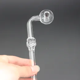 in stock clear skull glass pipe smoking water clear glass oil burner glass tube smoking pipes oil nail somking pipes free