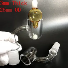 25mm OD 3mm de Espessura Redonda de Quartzo Inferior banger + Terp Pérola Inserir carb carb cap 25mm XL Flat Top Quartz unhas