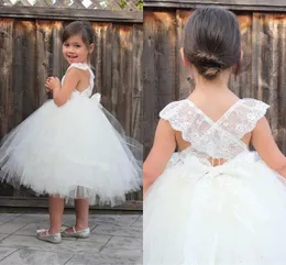 Blume neue billige Mädchenkleider Hochzeit Schöne Prinzessin Juwel Hals Tutu abgestufte Tulle Lace Kids Erste Kommunionkleider Abschlussballkleid für Mädchen s s