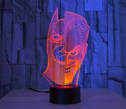 3d lampa batman joker två-face man ledde 7 färger ändra sovrum skrivbord natt ljus # r87