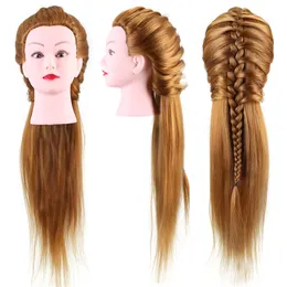 40% dei capelli umani reali 26 '' Mannequin Head Parrucchiere intrecciata Practice Dummy Training Head Doll Brown Biondo con supporto per morsetto