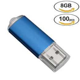 Partihandel 100st Rektangel USB Flash Drives 8 GB Flash Pen Drive High Speed ​​Thumb Memory Stick Storage för dator Laptop Tablet Multicolors