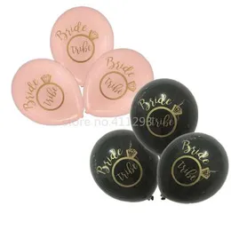 12st / Lot Bride Tribe Balloons Hen Night Party Black Balloon med guldskrivande bröllop 10inch