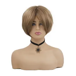 Syntetiska peruker Bob-perukor Korta Straight Blondin med Side Fringe Perruque Cheveux Bradied Hair For Black Women