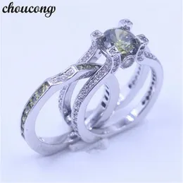 choucong women Wedding Bridal sets ring Olive Diamond 925 Sterling Silver Engagement Band Rings for women men Gift